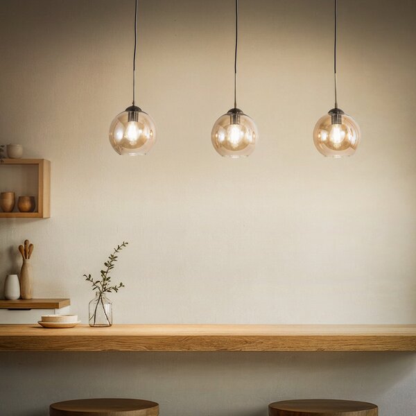 Függőlámpa Lindby, Sofian, dimmable, Bronz / Öreg Sárgaréz, Nappali, Üveg, Modern