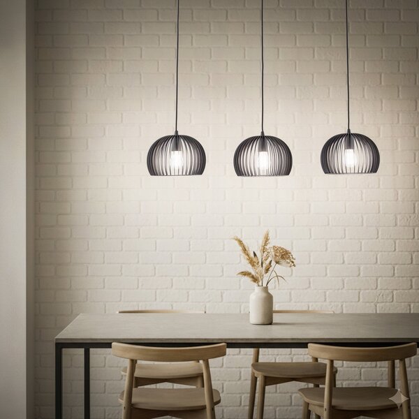 Függőlámpa Lindby, Jusra, dimmable, Fekete, Nappali, Fém, Modern