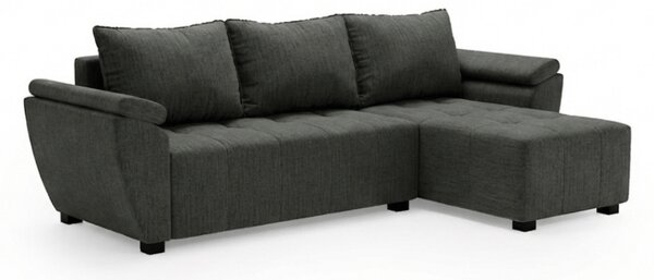 LIVARO L alakú kihúzható, megfordítható sarokkanapé 251x140 cm, sötétszürke