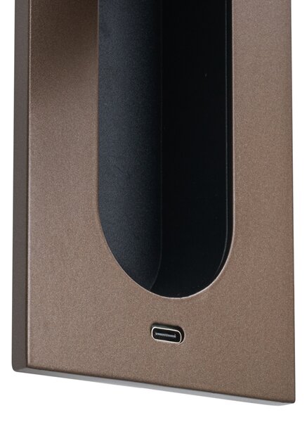 2 darabos modern fali lámpa szett sötét bronz színben, LED-del és USB-C porttal - Hilton