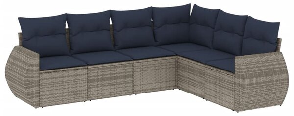 VidaXL 6 db szürke polyrattan kerti kanapégarnitúra párnákkal