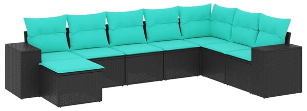 VidaXL 8 db fekete polyrattan kerti kanapégarnitúra párnákkal
