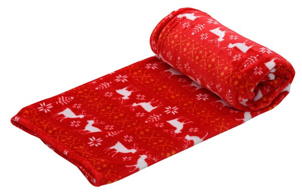 Piros karácsonyi mikroplüss takaró, 200x230 cm