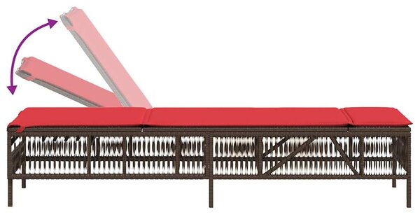 VidaXL 2 db barna polyrattan napozóágy asztallal