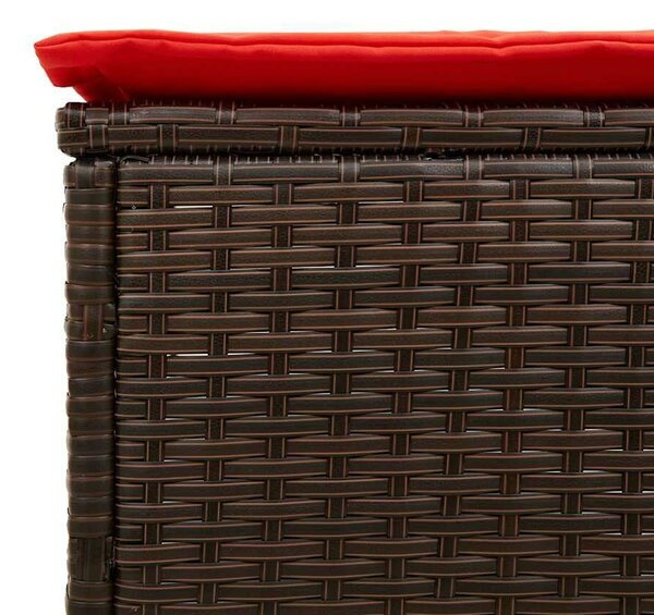 VidaXL barna polyrattan napozóágy párnával
