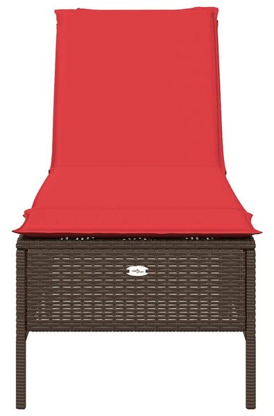 VidaXL barna polyrattan napozóágy párnával