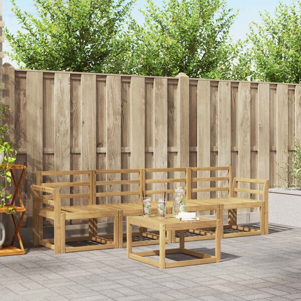 VidaXL Kültéri kanapé szett 5 pcs Fehér 59 x 59 x 37 cm Tömör Akácfa