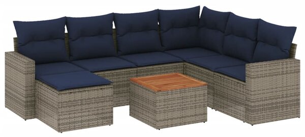 VidaXL 8 db szürke polyrattan kerti kanapégarnitúra párnákkal