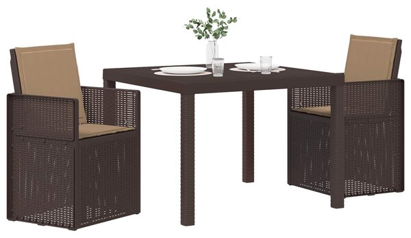 VidaXL Kert étkező szett párnával 3 pcs Barna és Tópszínű PP