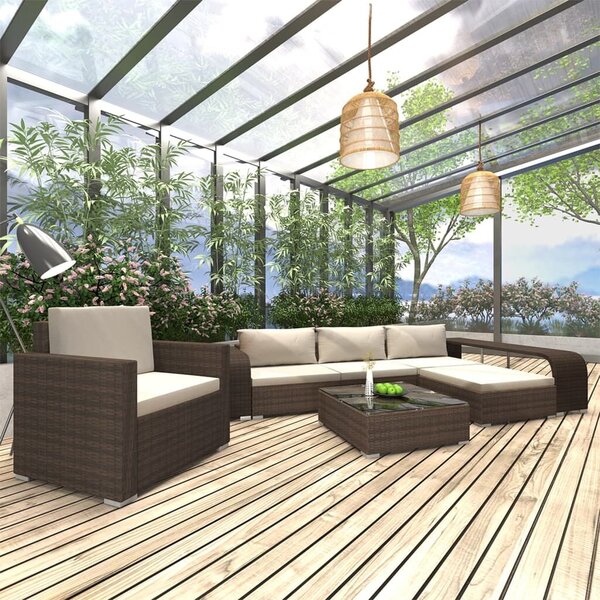 VidaXL 8 részes barna polyrattan kerti bútorszett párnákkal
