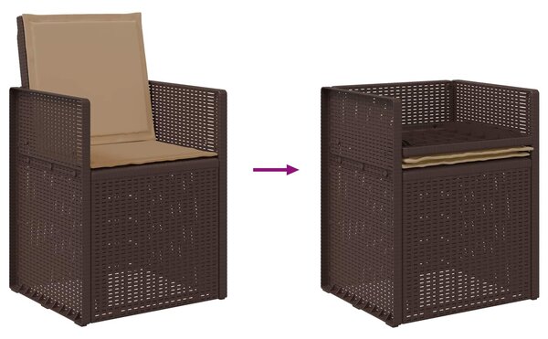 VidaXL Kert étkező szett párnával 3 pcs Barna és Tópszínű PP