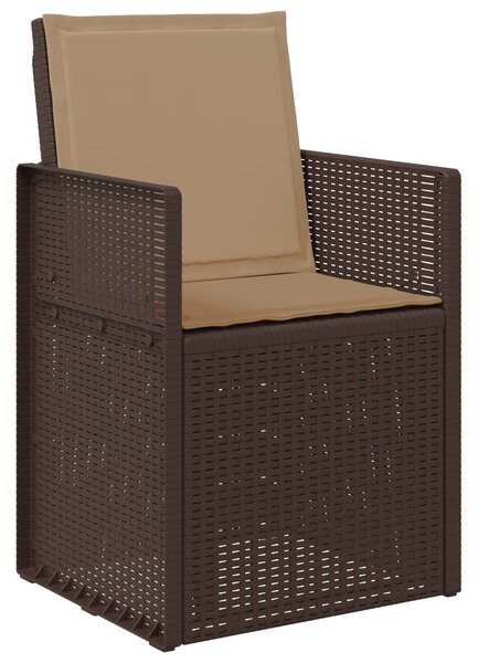 VidaXL Kert étkező szett párnával 3 pcs Barna és Tópszínű PP