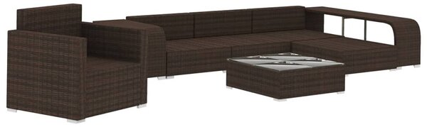 VidaXL 8 részes barna polyrattan kerti bútorszett párnákkal