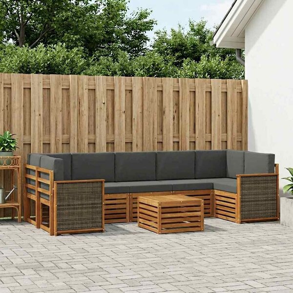 VidaXL Kültéri kanapé szett 8 pcs Természetes és antracit Tömör Akácfa