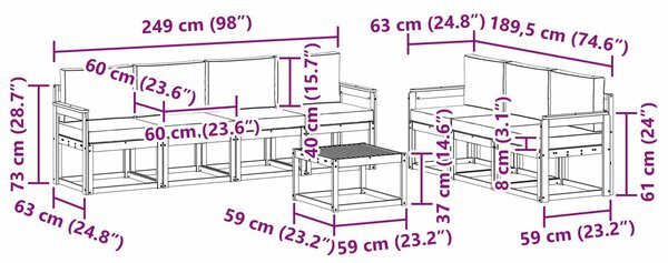 VidaXL Kültéri kanapé szett 7 pcs