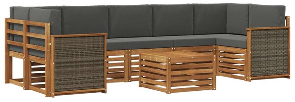 VidaXL Kültéri kanapé szett 8 pcs Természetes és antracit Tömör Akácfa