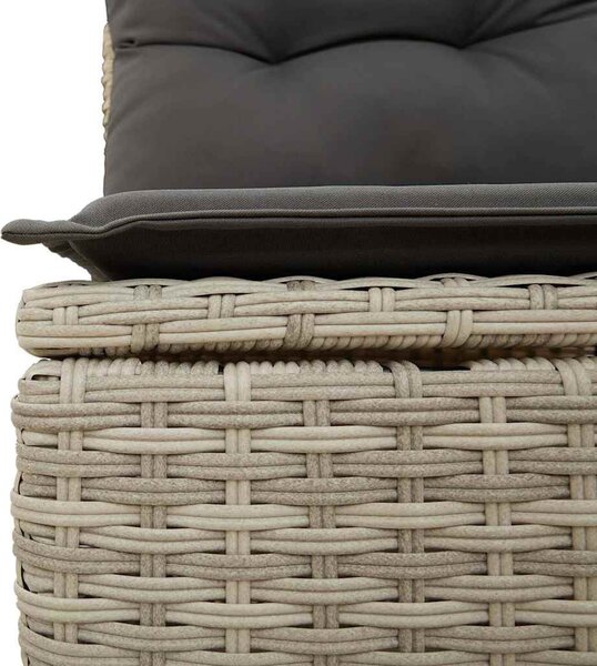 6 részes világosszürke polyrattan kerti ülőgarnitúra párnákkal