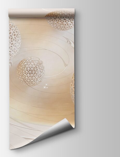 Fotótapéta Fehér golyók lyukakkal rajta, Geometriai 3D fotótapéta, Népszerű fotótapéta, u12282 - Tapeko.hu