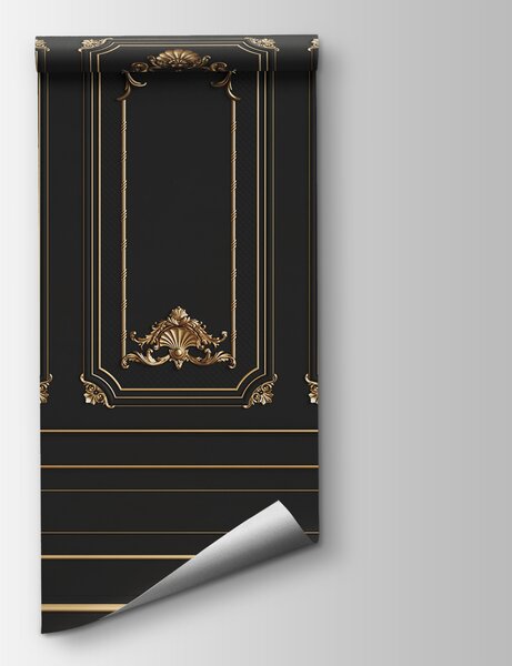 Fotótapéta Elegáns fekete panelek díszes ékezetekkel, Designer fali fotótapéta, Népszerű fotótapéta, u72623 - Tapeko.hu