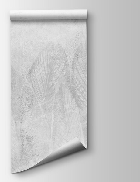 Fotótapéta Fehér és szürke háttér levelekkel, 3D fotótapéta, Népszerű fotótapéta, u73876 - Tapeko.hu