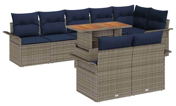 VidaXL Kerti Kanapé Szett párnával 9 pcs szürke és sötétkék