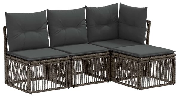 VidaXL Kerti Kanapé Szett 4 pcs Szürke polirattan