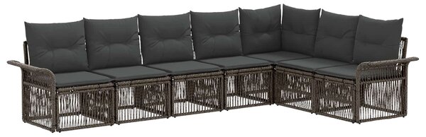 VidaXL Kerti Kanapé Szett 7 pcs Szürke polirattan