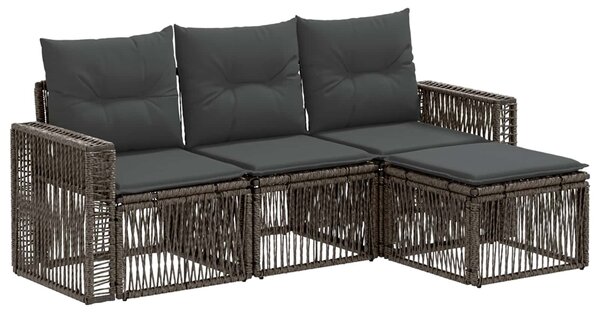 VidaXL Kerti Kanapé Szett 4 pcs Szürke és sötétszürke polirattan