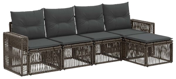 VidaXL Kerti Kanapé Szett 5 pcs Szürke és sötétszürke polirattan