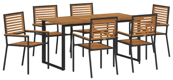 VidaXL Kert étkező szett 7 pcs Fekete Tömör Akácfa