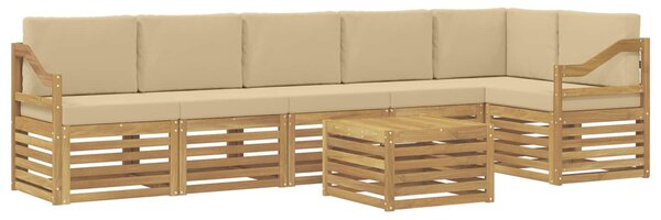 VidaXL Kültéri kanapé szett 7 pcs Fehér és Bézs 59 x 59 x 37 cm