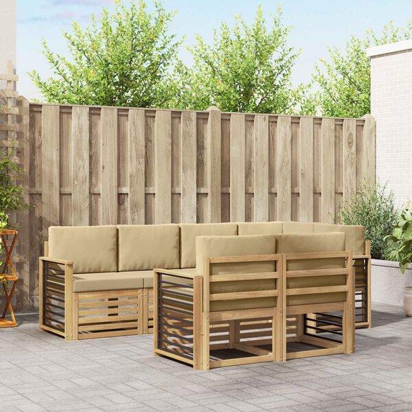 VidaXL Kültéri kanapé szett 7 pcs Fehér és Bézs 247 x 128,5 x 73 cm
