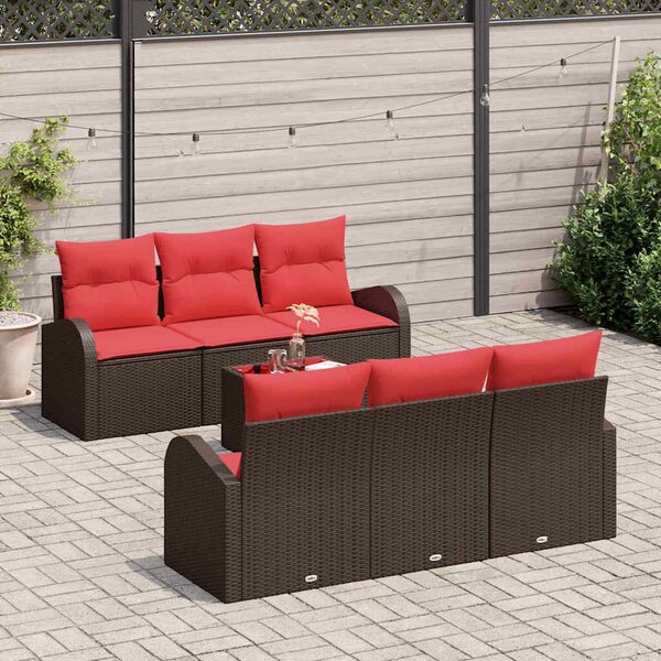VidaXL Kerti Kanapé Szett tárolóval 7 pcs Beige és Piros polirattan