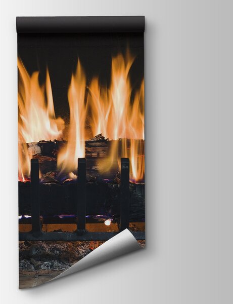 Fotótapéta Tűz a kandallóban, Kő hatású textúrás fotótapéta, Népszerű fotótapéta, u56584 - Tapeko.hu