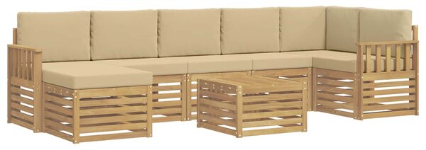 VidaXL Kültéri kanapé szett 7 pcs Fehér és bézs 59 x 59 x 37 cm