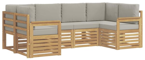 VidaXL Kültéri kanapé szett 5 pcs Fehér és világosszürke