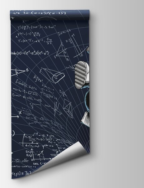 Fotótapéta Ember űrruhában, aki matematikai egyenleteket tartalmazó táblára esik, Űr fotótapéta, Népszerű fotótapéta, t00171 - Tapeko.hu