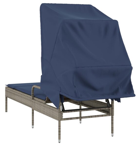 VidaXL szürke polyrattan napozóágy ponyvával