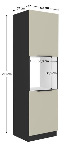 Magas szekrény sütőhöz, kasmír/fekete, ARAKA 60 DP-210 2F