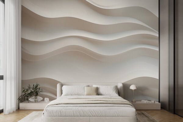 Fotótapéta 3D fehér és szürke hullámok, Art-deco stílusú fotótapéta, w08939 : Uwalls.hu