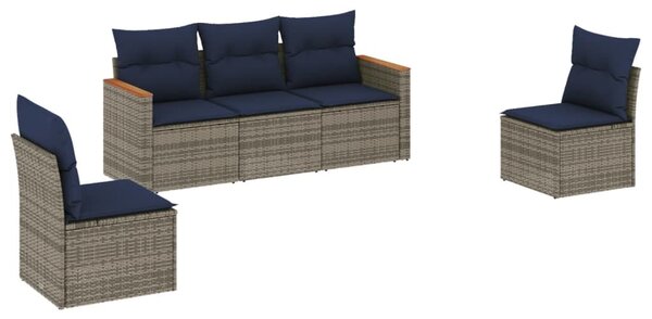 VidaXL 5 db szürke polyrattan kerti kanapégarnitúra párnákkal