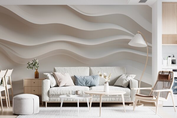 Fotótapéta 3D fehér és szürke hullámok, Art-deco stílusú fotótapéta, w08939 : Uwalls.hu