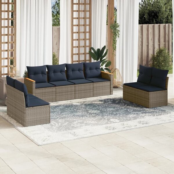 VidaXL 8 db szürke polyrattan kerti kanapégarnitúra párnákkal