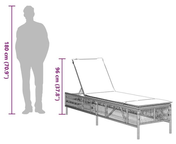 VidaXL szürke polyrattan napozóágy párnával