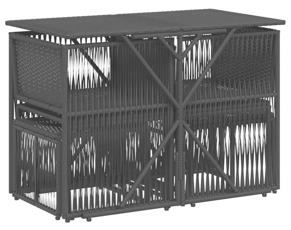 VidaXL 7 db fekete polyrattan kerti étkezőgarnitúra párnákkal