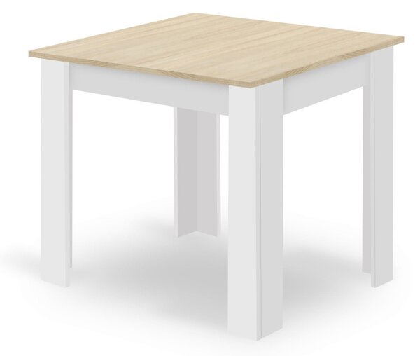 Étkezőasztal szett: NP 80×80 cm sonoma/fehér + 4 db KITO szék fehér/natúr láb