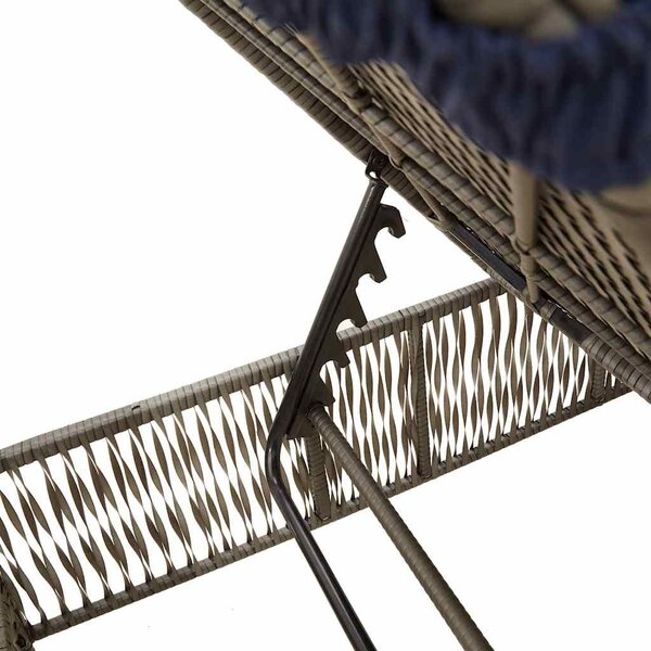 VidaXL szürke polyrattan napozóágy párnával