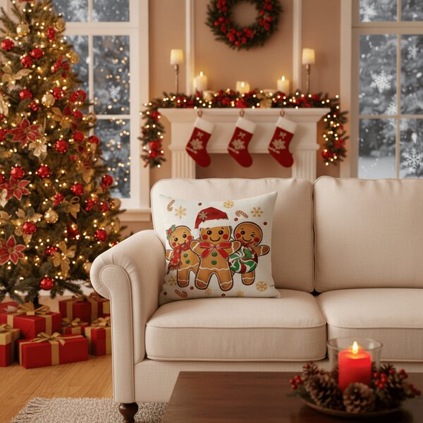 Karácsonyi párnahuzat GINGERJOY 45x45 cm, bézs