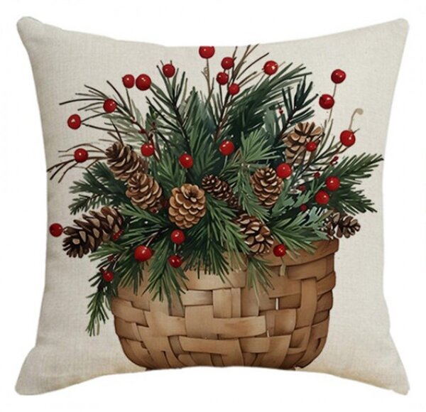 Karácsonyi párnahuzat FOREST GIFT 45x45 cm, bézs