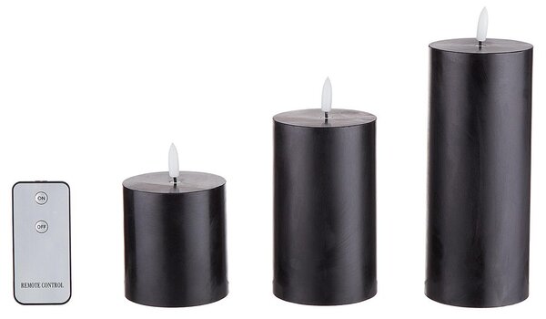 NORDIC LIGHT LED gyertya távirányítóval, fekete 3 darab